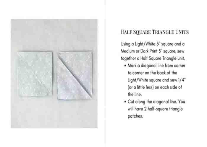 Making the half-square triangles for the diamond panes quilt block