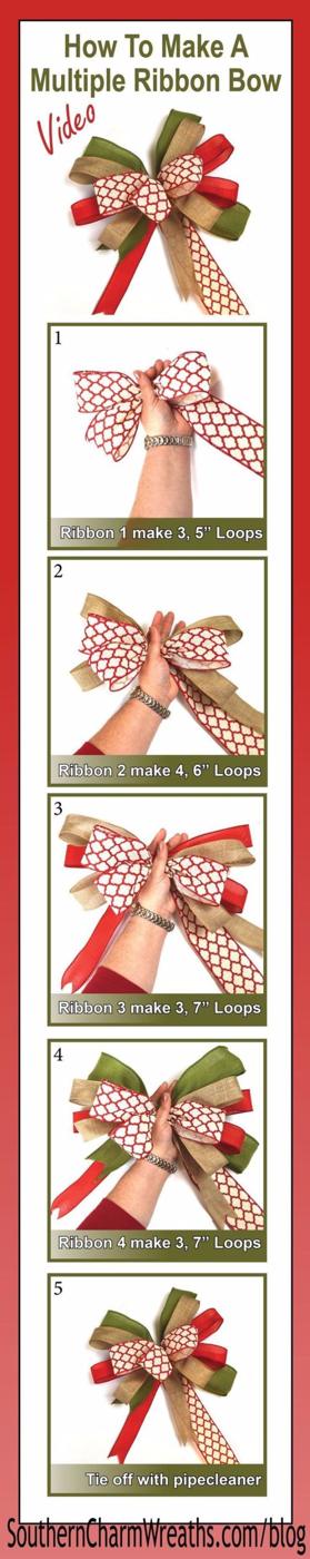 Make a Bow with Multiple Ribbons, budget friendly with supplies already on hand and a charming handmade touch