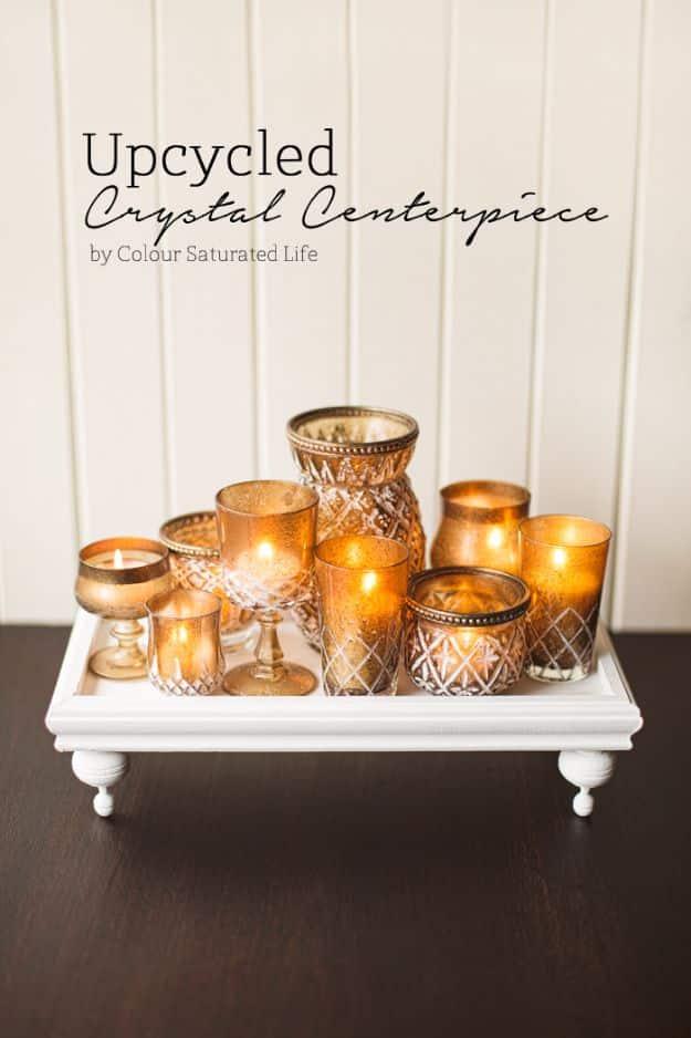 Upcycled Crystal Centerpiece, no special tools required to start and a favorite that gets compliments every time
