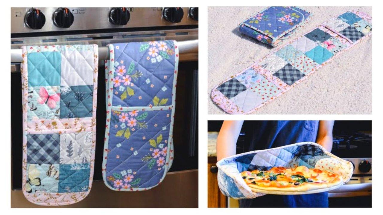 Adorable Double Oven Mittens from Fabric Scraps