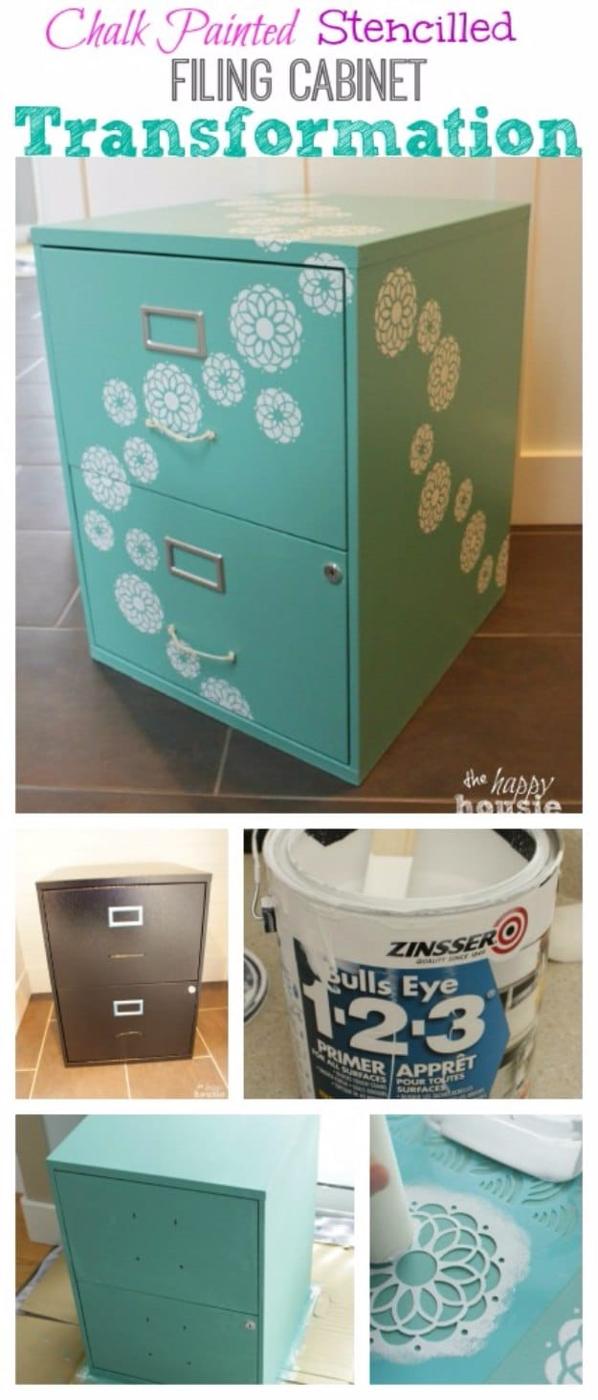 Chalk Painted Stencilled Filing Cabinet, no power tools required for the basic build and a result sturdy enough for daily use