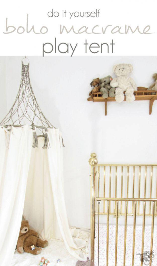 DIY Boho Macrame Play Tent, simple to scale up or down as needed and a favorite that gets compliments every time