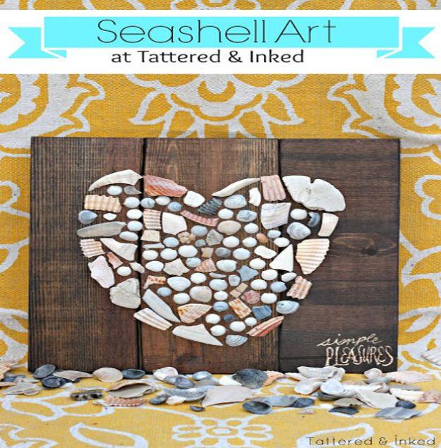 Seashell Art, budget friendly using stuff already sitting in a bin and a project worth saving for a free weekend