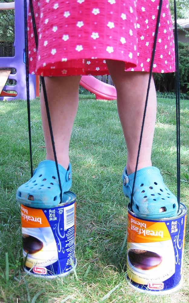 DIY Kids Crafts for Outdoors Fun - DIY Upcycled Can Stilts - DIY Projects & Crafts by Sueeye at