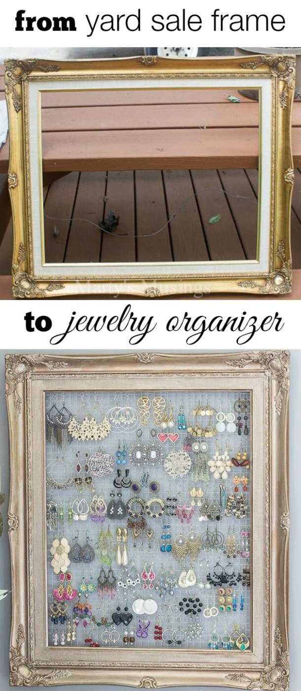 DIY Framed Jewelry Storage, a handmade storage accent, quick to set up on a rainy afternoon and a keepsake worth handing down