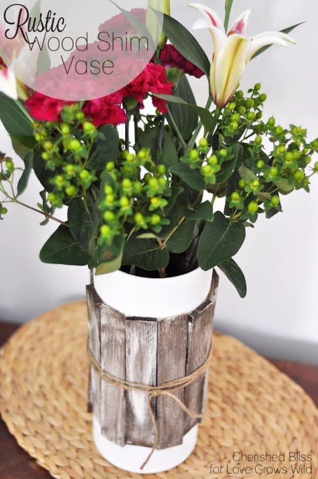 Rustic Wood Shim Vase, a quick living room refresh, friendly for a beginner working with basic tools