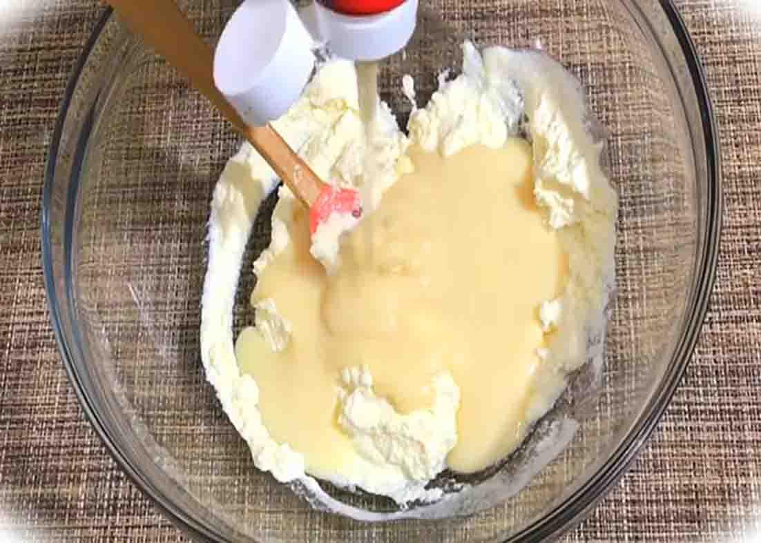 Mixing all the creamy lemon icebox ingredients