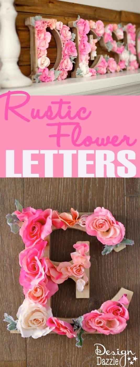 DIY Rustic Letters With Flowers, cheap enough to try twice if the opening round flops and a statement worth the extra effort