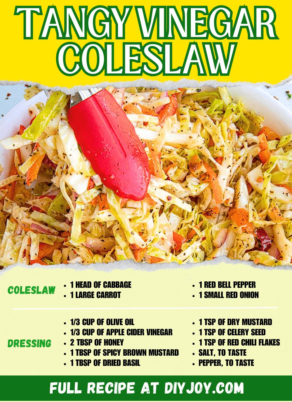 Easy & Tangy Vinegar Coleslaw Recipe