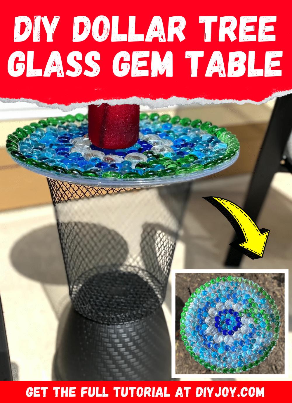 How To Make DIY Dollar Tree Garden Glass Gem Table
