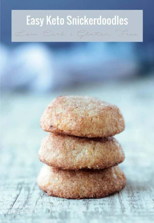 Keto Dessert Recipes - Low Carb Snickerdoodles - Easy Ketogenic Diet Dessert Recipes and Recipe Ideas - Shakes, Cakes In A Mug, Low Carb Brownies, Gluten Free Cookies #keto #ketore