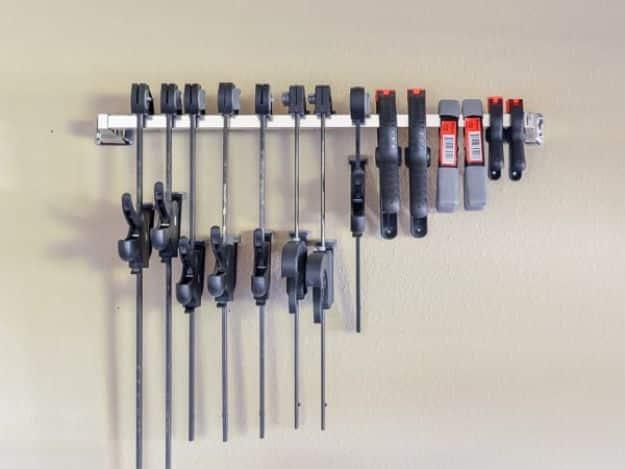 Clamp Storage, a garage storage idea, easy to fit into a free afternoon and a satisfying finish for not much work