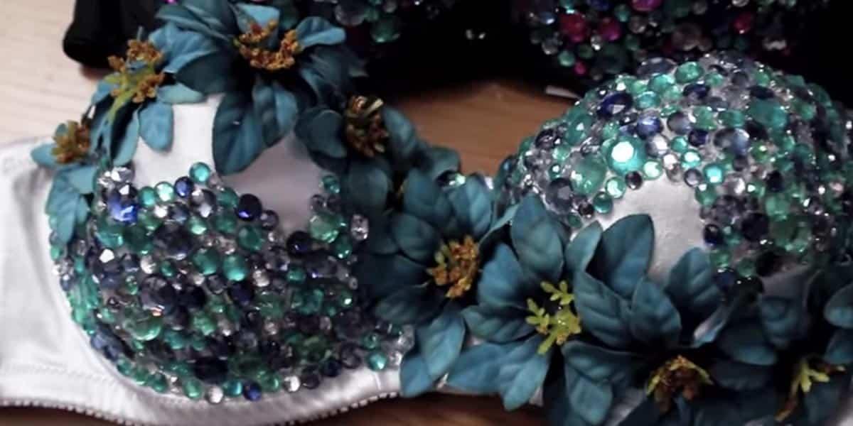 She Easily Makes A Magnificent Embellished Rave Bra For Her Costume!