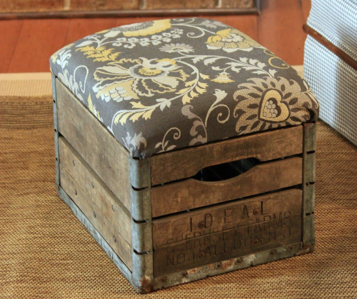 DIY Rustic Milk Crate Ottoman, easy to fit into a free afternoon and better looking than a store bought version