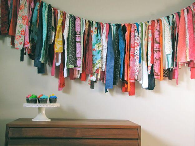 DIY Fabric Scrap Garland, easy to pull off with basic supplies and a clever way to reuse scraps you already have