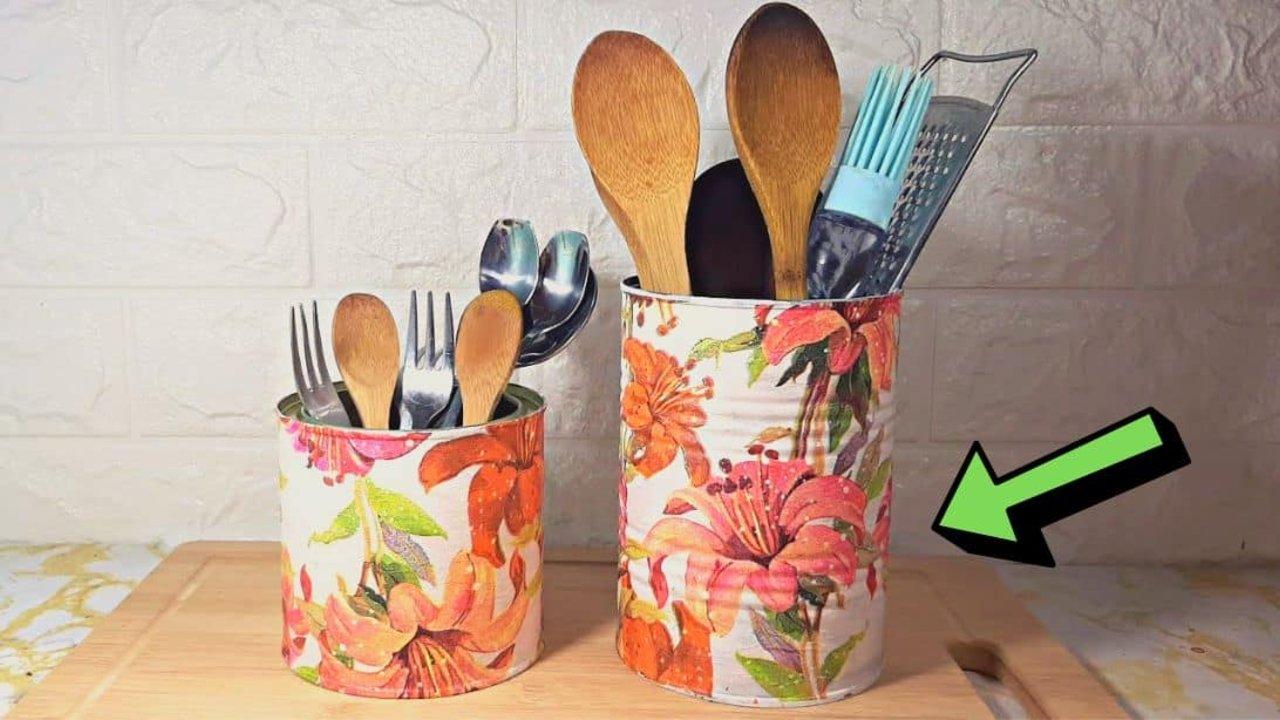 Repurposed Tin Can Storage Craft Idea
