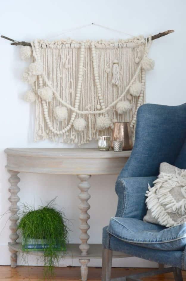Make A DIY Wall Hanging with a Mop, a boho textile accent, a texture nothing mass produced can match