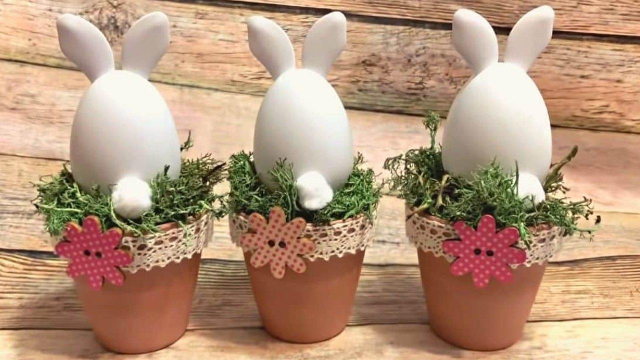DIY Dollar Tree Easter Bunny Pots Tutorial