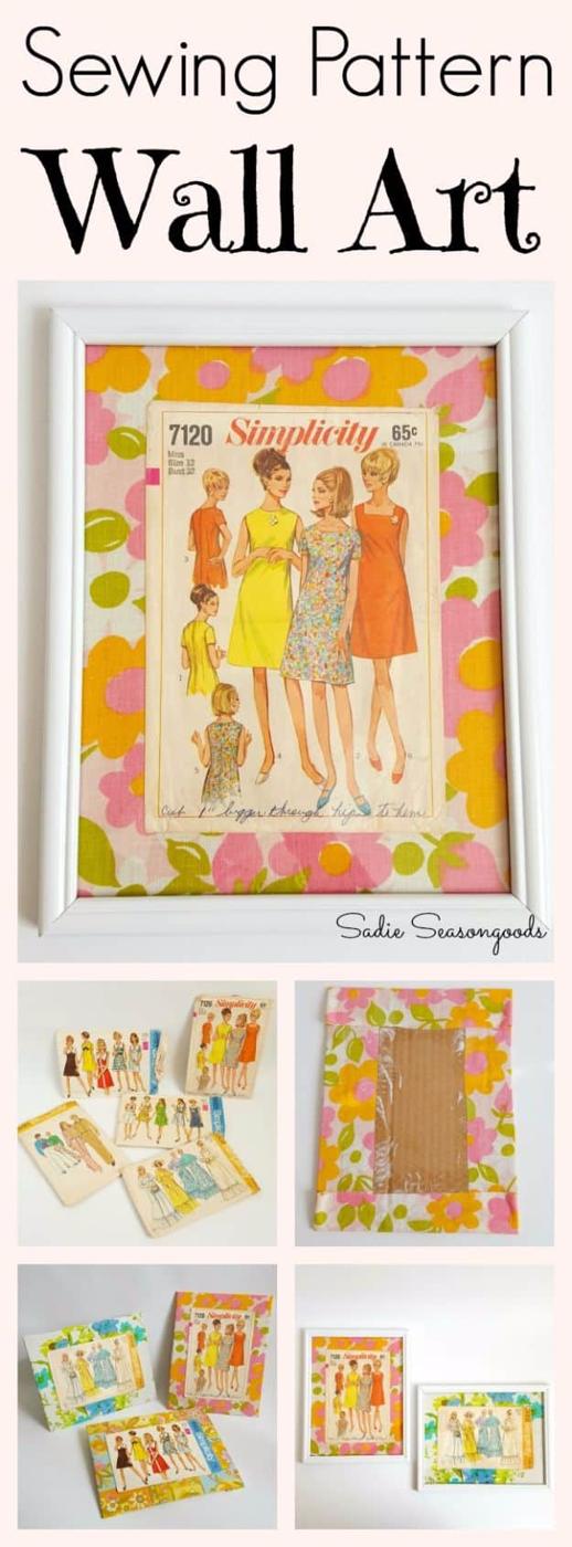 Sewing Pattern Wall Art, a picture frame project worth trying this season and a quick idea that comes together fast