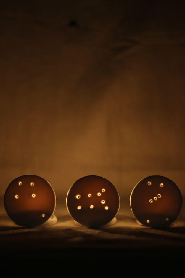 DIY Candle Holders - DIY Constellation Votives - Easy Ideas for Home Decor With Candles, Tall Candlesticks and Votives - Fun Wooden, Rustic, Glass, Mason Jar, Boho and Projects Wit