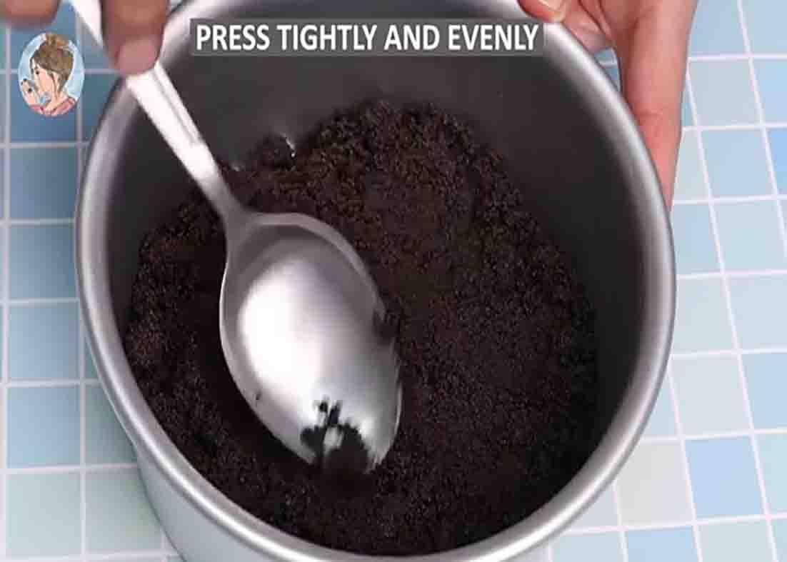 Make the crust for the no-bake chocolate cheesecake recipe