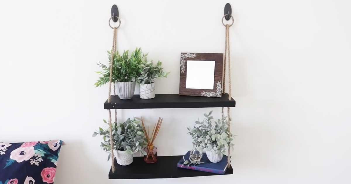 Dollar Tree DIY Hanging Rope Shelf