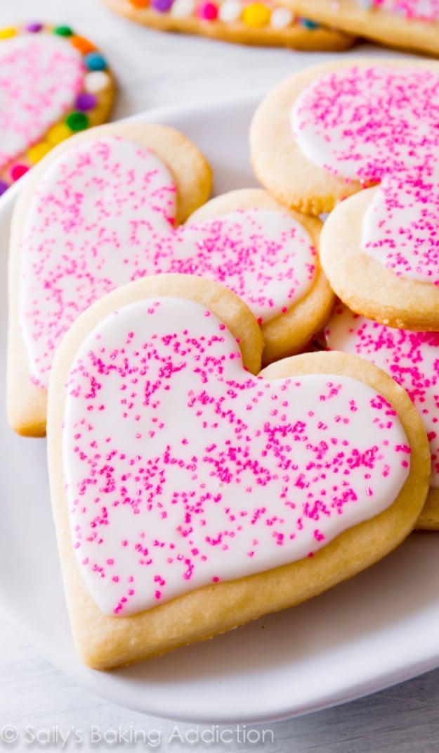 DIY Valentines Day Cookies - Soft Cut-Out Sugar Cookies - Easy Cookie Recipes and Recipe Ideas for Valentines Day - Cute DIY Decorated Cookies for Kids, Homemade Box Cookies and Bo