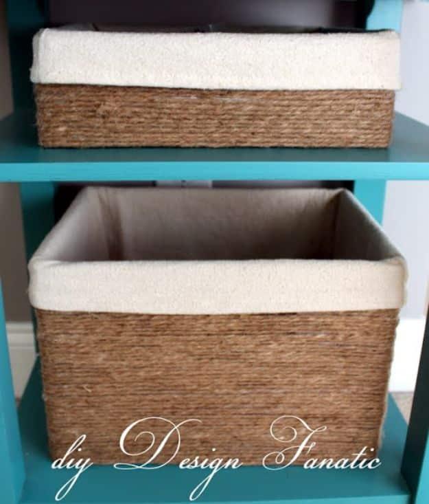 DIY Storage Baskets - Baskets Made From Cardboard Boxes - Cheap and Easy Ideas for Getting Organized - Creative Home Decor on A Budget - Farmhouse, Modern and Rustic Basket Project