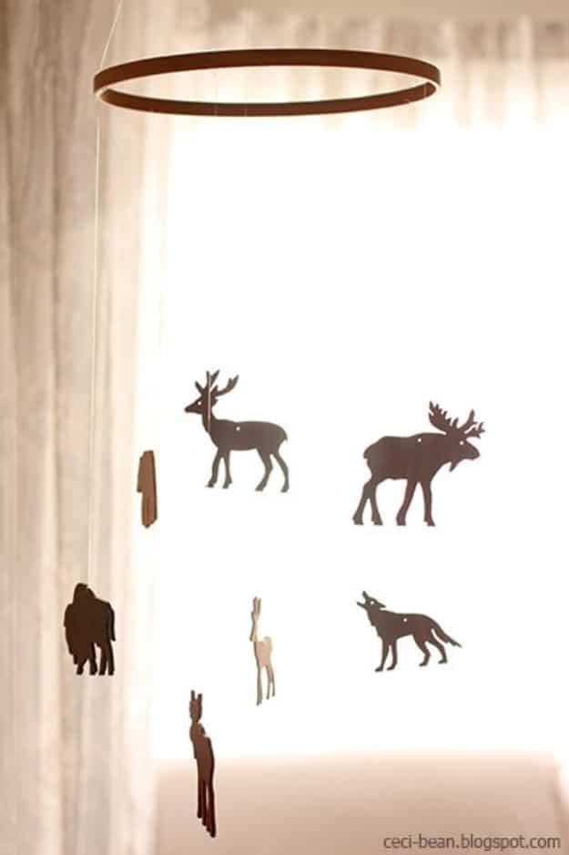 DIY Modern Woodland Mobile, a soft, personal touch for the nursery wall and a handmade keepsake for a baby boy's room