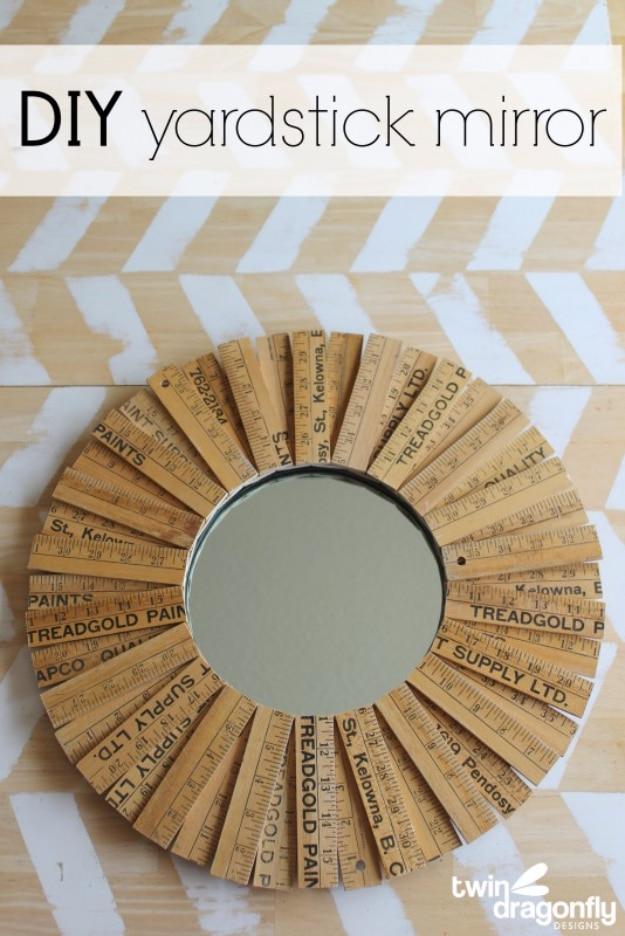 DIY Yardstick Mirror, a statement design element, low effort once the supplies are laid out and a keepsake worth handing down