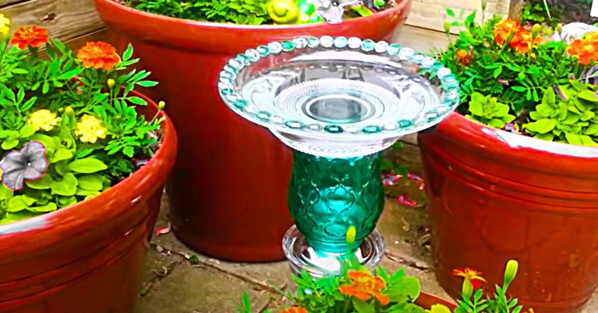 How To Make An Upcycled Thrift Store Birdbath
