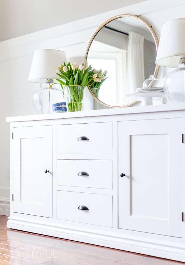 Simple Modern Farmhouse Sideboard Buffet, a statement storage piece, and a look that gets noticed the moment guests walk in