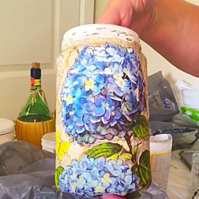 How To Makena Decoupage Jar - Mason Jar Ideas - Decoupage Mason Jars