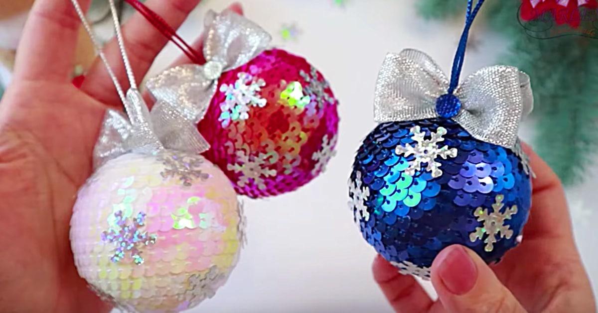DIY Sequined Christmas Ornaments