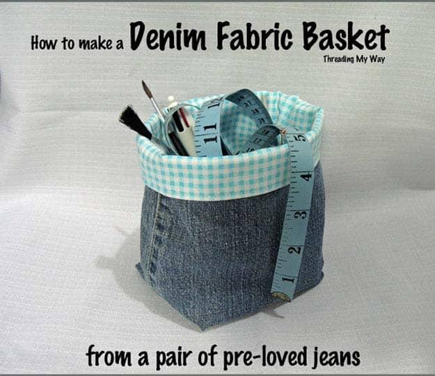 DIY Organization Ideas for Crafts | Easy Sewing Project | DIY Fabric Basket from Old Jeans | DIY Projects & Crafts by Sueeye #sewingideas #denim #upcycling