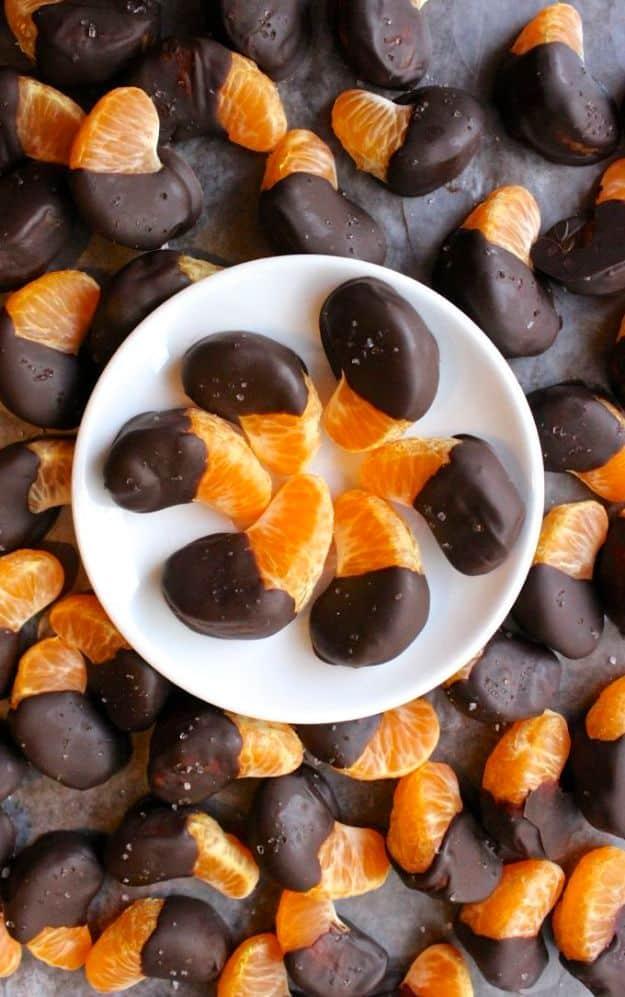 Quick Dessert Recipes - Chocolate Dipped Tangerines Recipe - Fast Desserts to Make In Minutes - Sweet Treats, Cookies, Cake and Snack Ideas