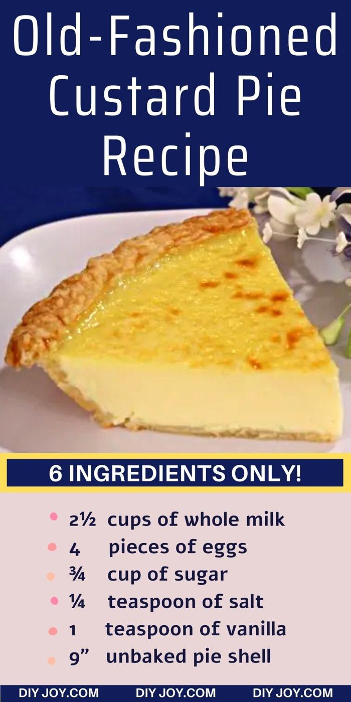 Easy Desserts -Old-Fashioned Custard Pie Recipe