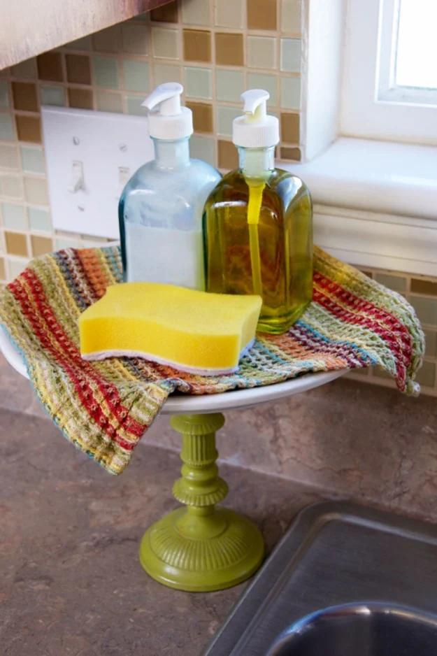 Kitchen Dish Soap Cake Stand, simple enough to try with stuff already on hand and a small fix with a surprisingly big payoff