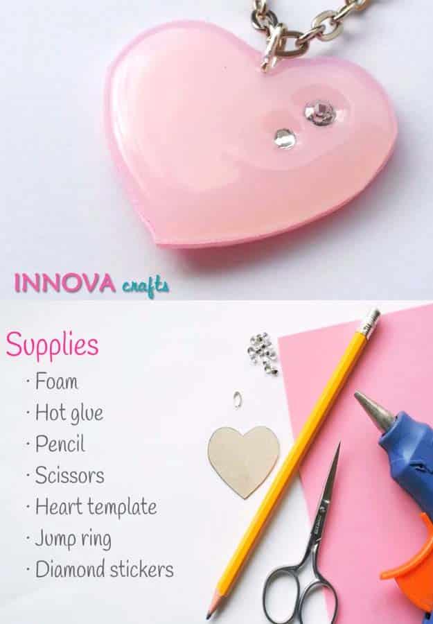 Glue Gun Crafts DIY | Best Hot Glue Gun Crafts, DIY Projects and Arts and Crafts Ideas Using Glue Gun Sticks | DIY Cute Heart Pendant with Hot Glue #diy #crafts #gluegun