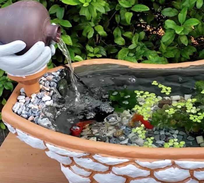 Make an Aquarium Fountain out of an old baby bathtub