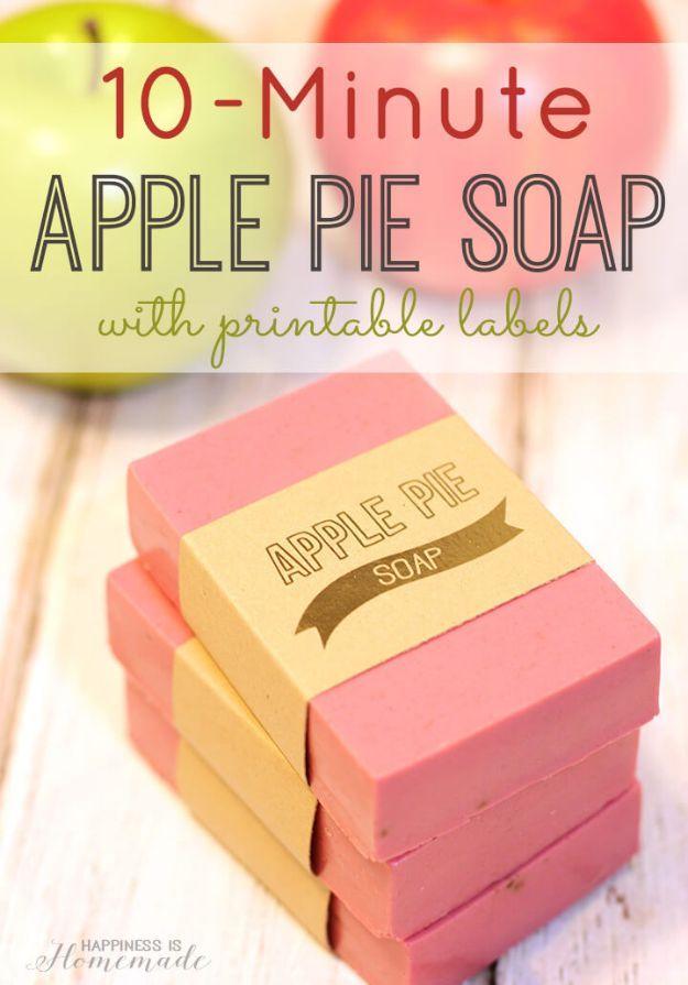 Fall apple decor, rustic autumn home accent and paper or fabric craft inspiration, focused on 10-minute apple pie soap