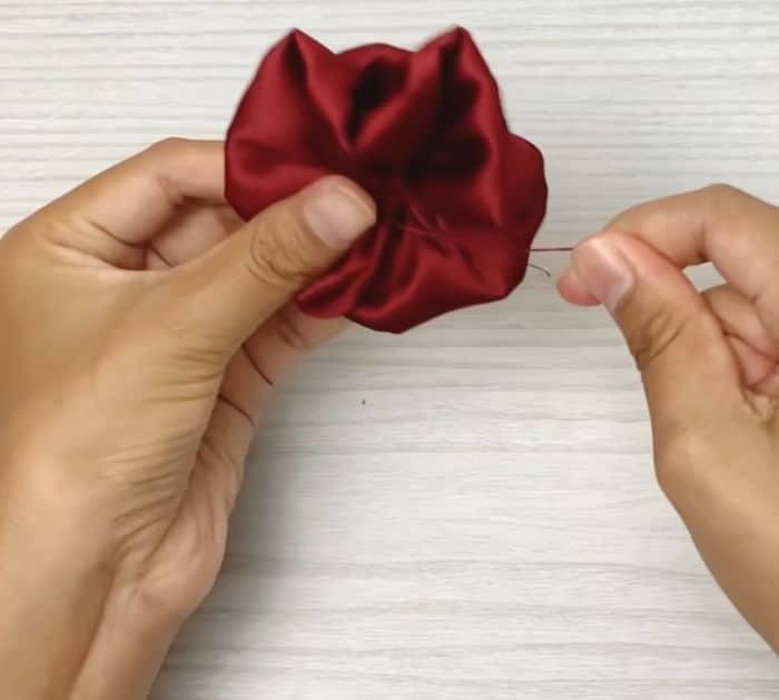 DIY Flower Satin Silk Scrunchies Tutorial