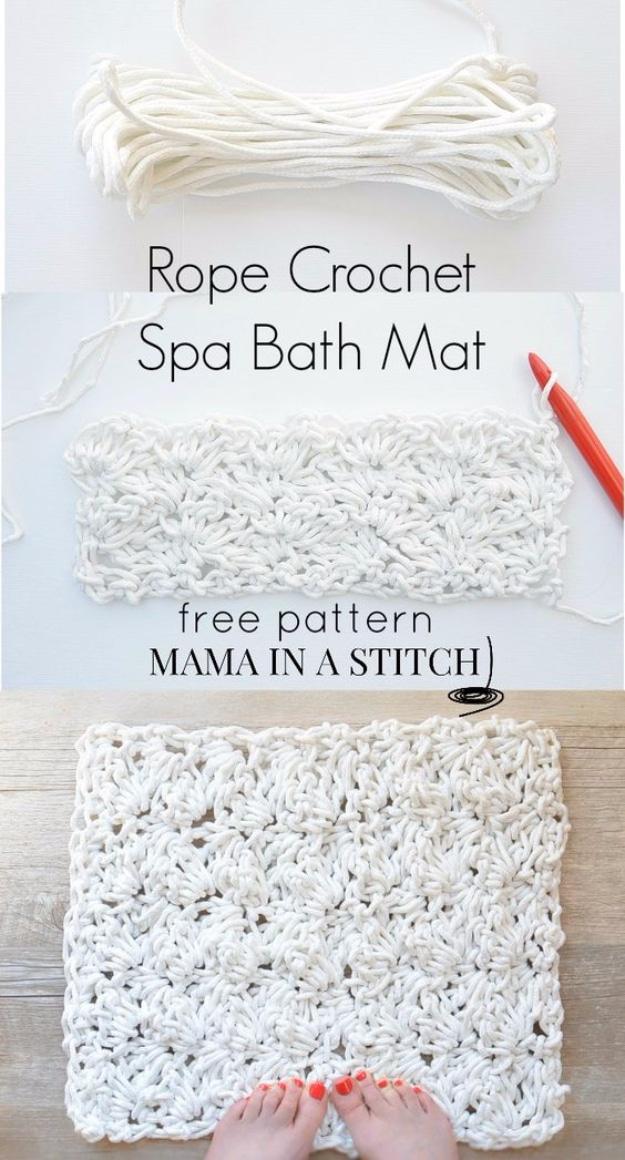 Crochet Bath Rug, forgiving even if a step turns out a little crooked and warmth that a plain corner was missing