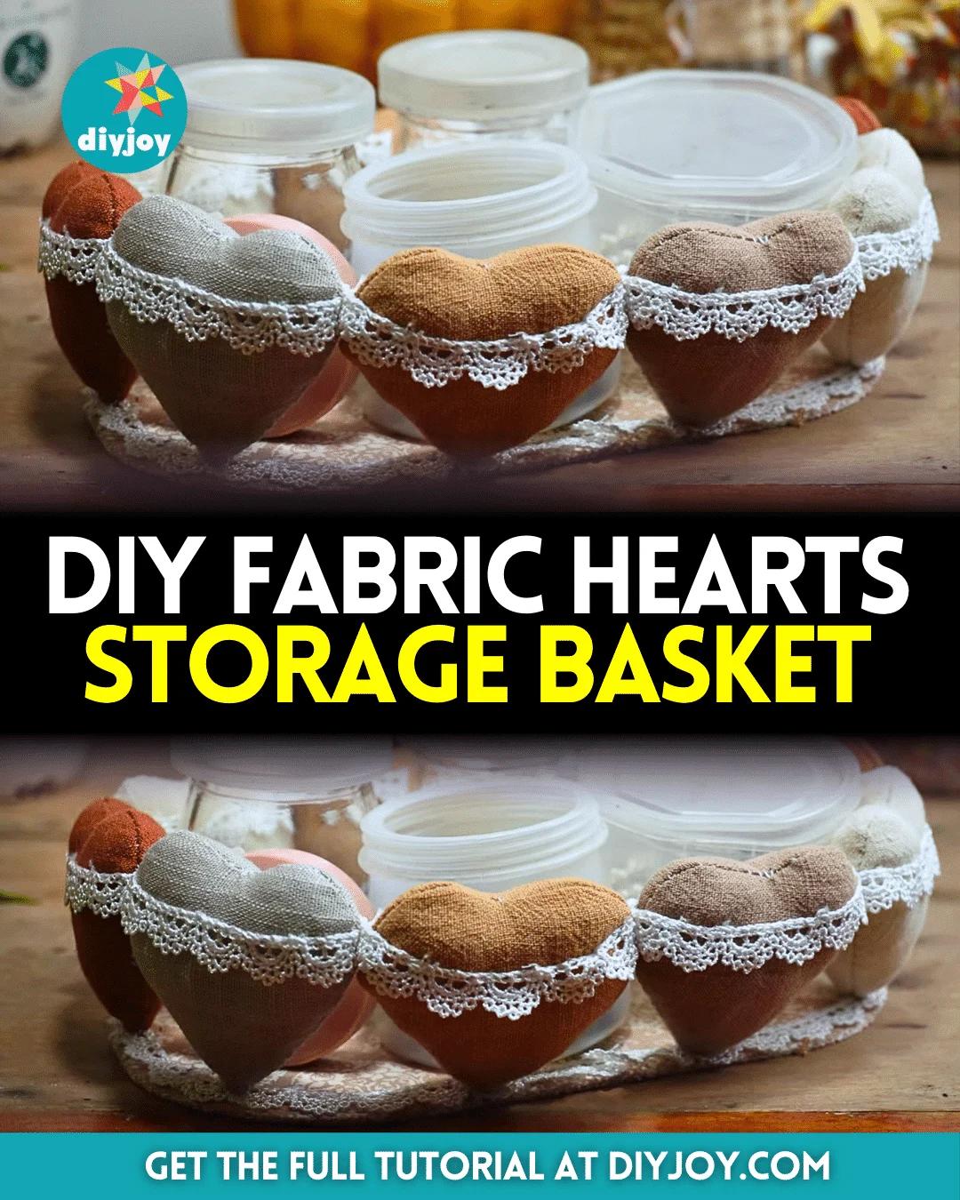 Easy DIY Fabric Hearts Storage Basket