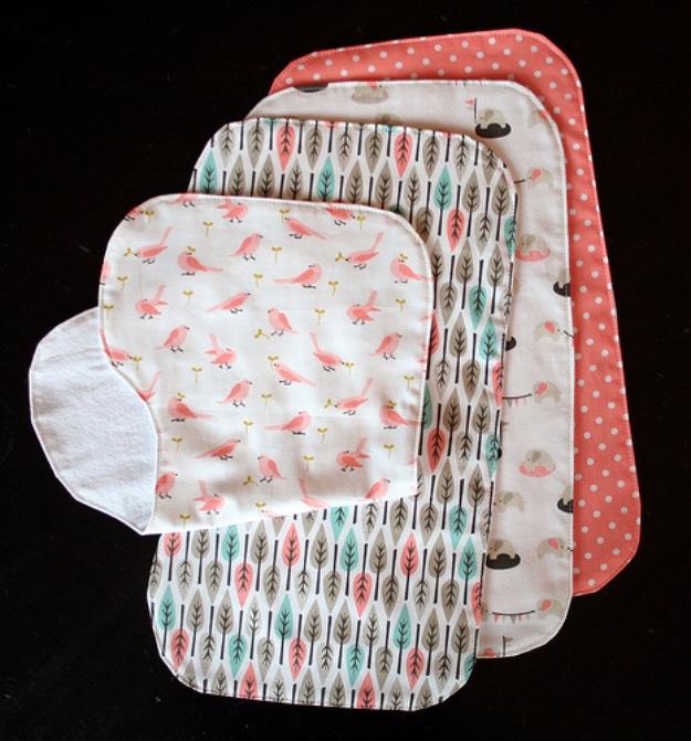 Contoured Burp Cloths, simple enough to finish in an afternoon and better than a store bought version