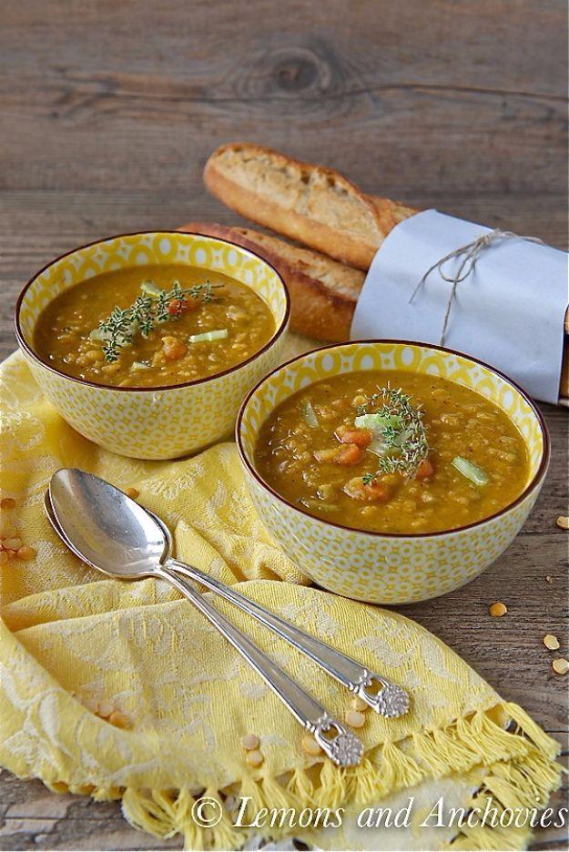 Slow cooker split pea soup made with yellow split peas, carrots and celery, a healthy crockpot recipe