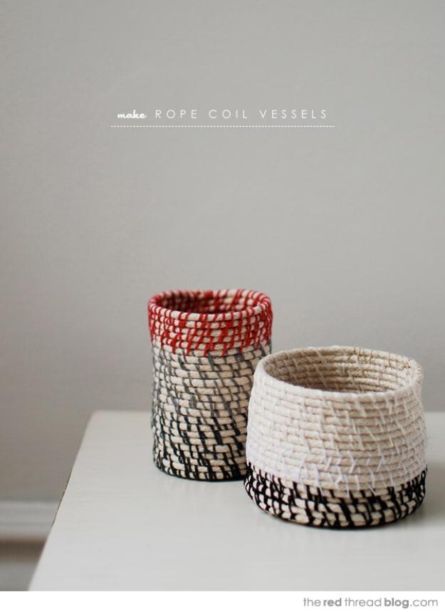 Rope Coil Vessels, simple enough for a first try at the craft and a result that outshines anything mass produced