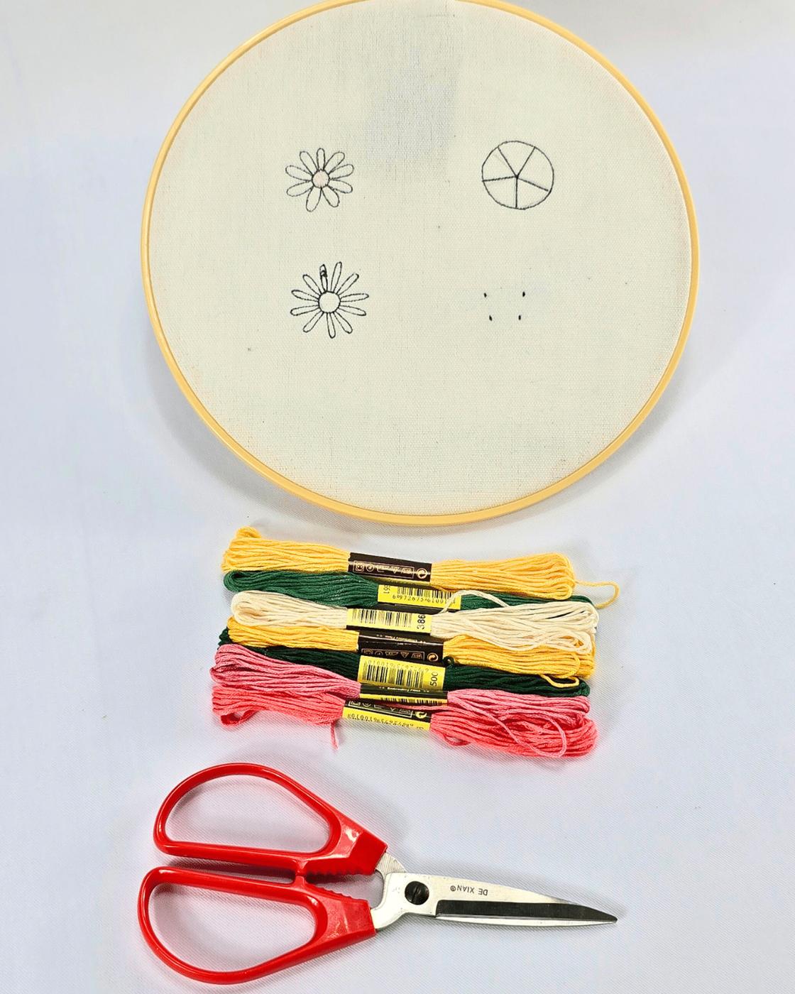 Homemade Simple Flower Embroidery Stitches — what you'll need for embroidery
