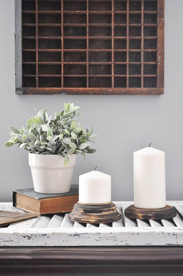 Farmhouse Candle Pedestals, one of the best joanna gaines inspired gifts on this list and a clever idea worth trying at home