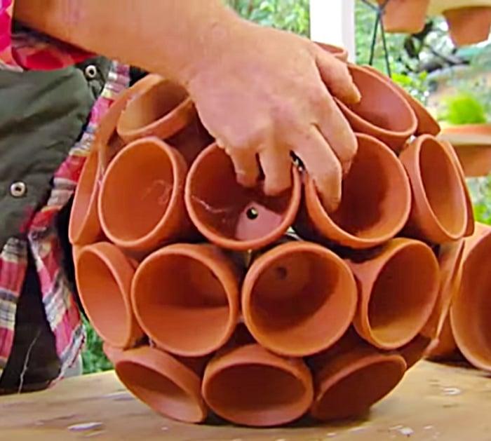 Use clay pots from Home Depot to make this terracotta garden art